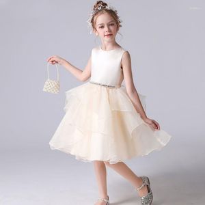 Mädchenkleider Champagner Blume für Hochzeit Rüschen Tüll Geburtstagsfeier Tiered Princess Ballkleider 2023 Junior Brautjungfernkleid