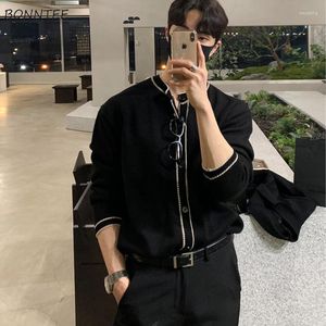 Suéter masculino preto suéter cardigan homens malhas bonito M-3XL magro maduro coreano moda roupas vintage streetwear casual listrado chique