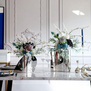 Vaser modern kreativ rostfritt stål blomman enhet simulering övergripande set villa vardagsrum ogräs dekor tillbehör