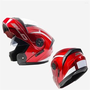 Motorcykelhjälmar Dubbla lins Vänd motocross Hjälm ECE Motorcykelskoter med solvisir Modular Moto de Capacete Casque Dot