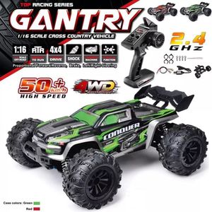 ElectricRC Car 1 16 Skala Stor RC 50KMH Hög hastighet RC -leksaker för vuxna och barn Remote Control Car 24G 4WD Off Road Monster Truck 230906