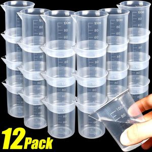 Measuring Tools 100ml Transparent Cup Plastic Liquid Container Epoxy Resin Scale Beaker Lab Laboratory Cups Mixing