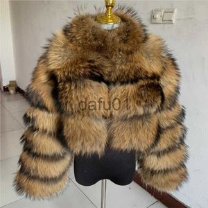 Women's Fur Faux Fur 2023 Winter Women Faux Fur Coats and Jackets Thick Warm High Quality Full Sleeves Natural Fur Fashion Stand Collar Short Jacket x0907