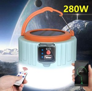 Portable Lanterns LED Solar Camping Light Spotlight Emergency Tent Lamp Remote Control Phone Charge Outdoor For Hiking Fishing9039620