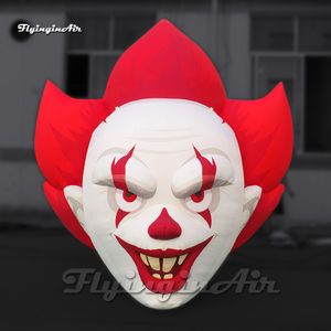 面白い巨大なインフレータブルピエロヘッドバルーンバルーンハロウィーンフィギュアモデルクラブの装飾用のLEDライト付きモデル