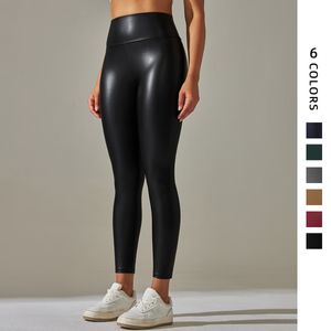 Frauen Leggings Frauen Schwarz Pu Leder Hosen Hohe Taille Leder Sexy Leggings Hosen Frauen Dicke Stretch Pantalon Mujer 230907