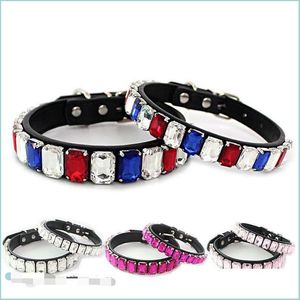 Collari per cani Guinzagli Collari per cani di cristallo per cani di taglia media e piccola Bling-Bling Collare carino Collana regolabile per animali domestici Scintillante Gioiello Otf8W