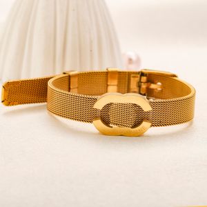 Klassiska armband länkkedja kvinnor märke brev armband 18k guld pläterad inlay diamant geometri rostfritt stål gåvor armband manschetter kedjor designer bröllop smycken