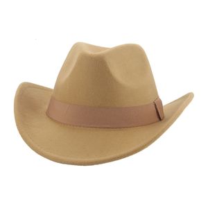 Wide Brim Hats Bucket Cowboy Hat Man Western Fedoras for Women Men Winter Felted Band Fashion Fedora Chapeau 230907
