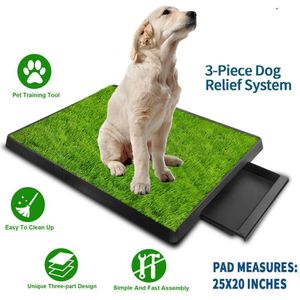 Papperskorgen Pet toalett kullbox pad potte 3 lager träning syntetiskt gräs nätfack för hundar inomhus utomhusbruk 230906
