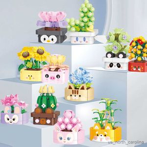 ブロックフラワービルディングブロックセット植物鉢植えのおもちゃヒマワリバラの花のロマンチックな集会のおもちゃのためのおもちゃギフトR230907