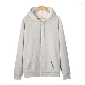 Erkek kapüşonlar zip kapşonlu unisex erkekler kadınlar düz renkli kapüşonlu sweatshirt pamuklu rahat gevşek dış giyim siyah beyaz gri polar ceket