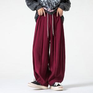 Män s byxor koreansk stil 5 färger män överdimensionerade breda benbyxor baggy rak hög midja casual sport jogging byxa yoga 230906