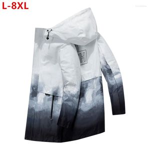 Men's Trench Coats Boys Hoodie Plus Size 6XL 7XL 8XL Long Loose Men Spring Autumn Gradient Adolescent Teenager Jacket Male Outerwear