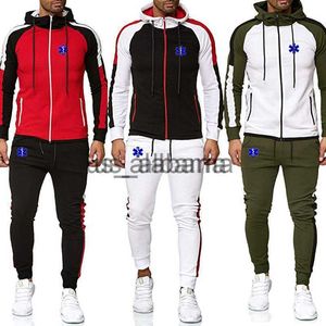 Erkeklerin Tracksits EMT Acil Durum Ambulans 2022 Erkekler Yeni Baskı Moda Hoodies Sweatpants Rahat Harajuku Pantolon Renk Takım Kıyafetleri X0907