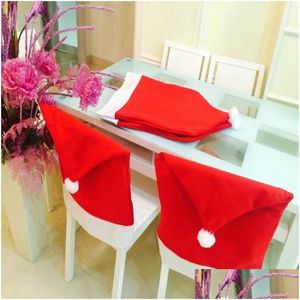 Christmas Decorations Chair Er Santa Red Hat Dinner Decor Home Items Table Party Drop Delivery Garden Festive Supplies Dhnyq