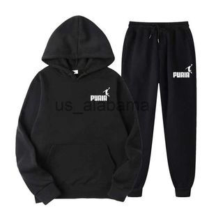 Herrspårsfall Autumn Winter Hooded Sweatshirt Suit Män och kvinnor Par Jogging Hoodies+Sweatpants Två stycken Set Streetwear Casual Clothing X0907