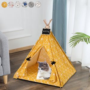 kennels pens Cartoon Pet Tent Teepee Dog House Cat Bed Puppy Indoor Outdoor with Cushion Portable Supplies 230907