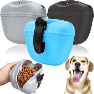 Saco de cintura portátil para treinamento de cães Alimentadores de silicone Tratar lanche Isca Cães Obediência Agilidade Bolsa de armazenamento de alimentos ao ar livre Bolsas de cintura de recompensa de alimentos Atacado u0907