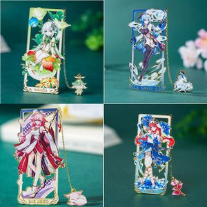 Bokmärke Nahida Ganyu Hu Tao Yae Miko Bokmärken Anime Genshin Impact Figur Charms Book Page Alloy Stationery School Supplies 230907