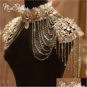 Chokers Nsy Nupcial Cadeia Borla Shoder Strap Noiva Beads Lace Jóias Acessórios de Cristal Colar Jewerly 230329 Drop Delivery Neckla Dhzqs