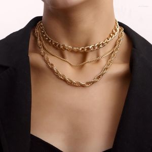 Chaînes Gold Chunky Cuba Colliers avec chaîne multi-couches-Hip Hop Punk Style Collier pour femmes Party Wedding Wear Bijoux de mode