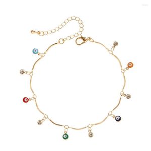 Ankletter 2023 Fashion Jewelry Gold Justerbar kedja Emamel Eye for Women Vintage Copper Crystal Anklet Summer Accessories
