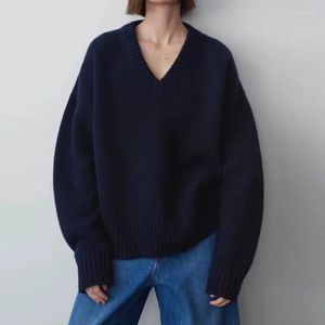 Women's Sweaters 2023 Autumn And Winter Loose V-neck Pullover Sweater Thickened Cashmere Clothing