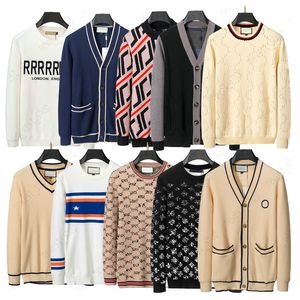 designer autumn mens plus size sweater Cardigan clothing slim fit jacquard knit casual sweatshirt geometry letter badge womens striped woollen woolly jumper 3XL