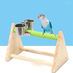 Other Bird Supplies Wooden Parrot Playstands With Cups Playground Perches Stand Toys For Cockatiel Accessories