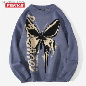 Swetery damskie FGKKS 2022 Spring Fashion Sweter Matel Motyl Wzór motylowy Wzorowany ciepły top wysokiej jakości sweter dla mężczyzn Q230907