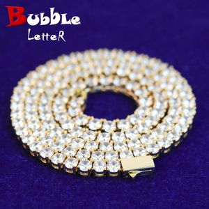 Pendant Necklaces Bubble Letter Tennis Chain Real Gold Plated Choker Men's Necklace Hip Hop Jewelry Spring Clasp Items 230907