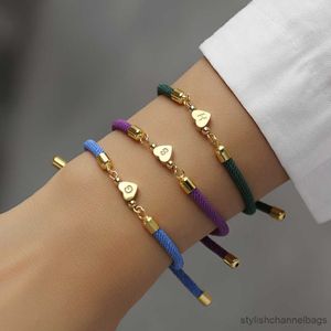 Braccialetti con ciondoli Nuovo classico cuore lettera iniziale braccialetto da donna regolabile braccialetto di corda colorato per regalo di gioielli da donna R230907