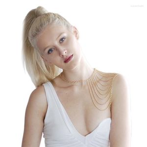 Chains Layered Punk Shoulder Chain Gold Tassel Necklace Sexy Body Jewelry For Women And Girls