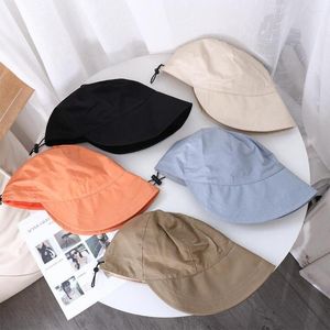 Cappelli a tesa larga regolabile pieghevole stile coreano Corea protezione UV cappello da spiaggia da viaggio berretto da sole casual da donna