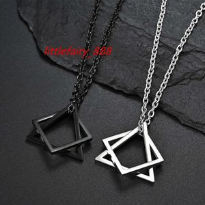 Geometri Interlocking Square Triangle Male Pendant For Men Eloy Modern Trendy Geometric Stacking Street Wear Necklace