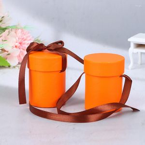 Storage Bottles 1Pc French Orange Cylinder Scarf Ribbon Gift Box Set Boutique Preferred High-quality