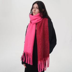 Scarves AutumnWinter Warm Scarf Two Color Stitching Tassel Long Muffler Simple Fashion Commuting Cashmere Scarves 246CM 230907