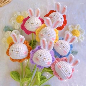 Decorative Flowers Crochet Flower Kawaii Knitted Creative Cartoon Artificial Crafts Wedding Party Decor Birthday Teacher's Day Gift