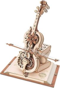 3D Puzzles ROBOTIME AMK63 3D Adult Puzzle Mechanical Wooden Music Box Puzzle Set Magic Cello Model Set Unique Gift for Her/His Aesthetic Desktop Decoration Z0907