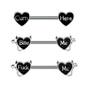 Labret Lip Piercing Jewelry Nipple Rings 14G 316L Letter Stainless Steel Nipplerings Barbells for Women wholesales bite me 230906