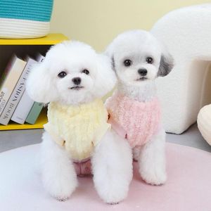 Abbigliamento per cani Abbigliamento invernale caldo in pile per animali domestici Cappotto per gatti Felpa tinta unita per cani di piccola taglia Teddy Bichon Pullover