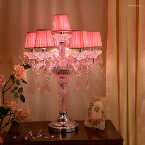 Lampy stołowe Wedding T Tajwan Road Crystal Living Room LOME Luksusowy sypialnia Dekoracyjne romantyczne różowe przełączniki światła