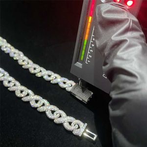 Wholesale Moissanite Cuban Chain Hip Hop Jewelry Iced Out Moissanite Diamond S925 Sliver 12mm Width Miami Cuban Link Chain Cumqu