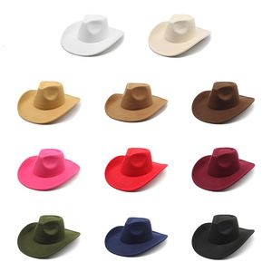 Cappelli a tesa larga Cappello da cowboy a secchiello per donna Uomo Moda Cowgirls occidentali Cappellini jazz neri Sombrero Hombre 230907