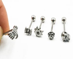 Labret läpppiercing smycken lot50pcs stål tungring bar bröstvårta skurkar kropp 14g16mm anlände 230906