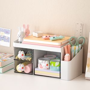 Storage Boxes Bins Student stationery storage Desktop drawer type DIY Hand account sorting Childrens desk pen holder shelf 230907