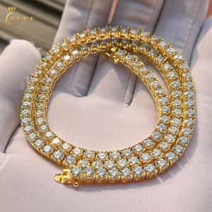 Kette Fire Grown Free 925 Iced Wholesale Diamonds Lab Silver Moissanite Clustered Tennis Out Necklace Rises