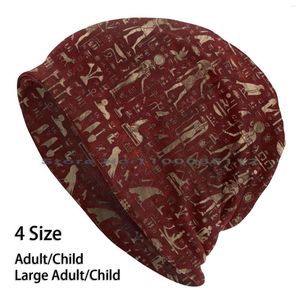 Berets Ancient Egyptian Gods And Hieroglyphs-Red Leather Gold Beanies Knit Hat Hieroglyphs Hieroglyphics