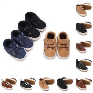 Обувь для первых ходунков для маленьких мальчиков и девочек 0-18 месяцев, противоскользящая повседневная обувь из искусственной кожи на резиновой основе, Нескользящая обувь для малышей
